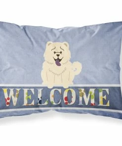 The-store Chow Chow White Welcome Fabric Standard Pillowcase