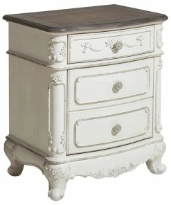 Lexicon Home Averny Nighstand, 2-Tone Finish, Antique White, Gray