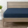 Bare Home Flannel Fitted Bottom Sheet, Dark Blue, Queen, Single Sheet