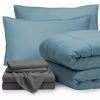 Bare Home 8-Piece Bed-in-a-Bag Split Sizes, Coronet Blue, Gray, Split Head Flex