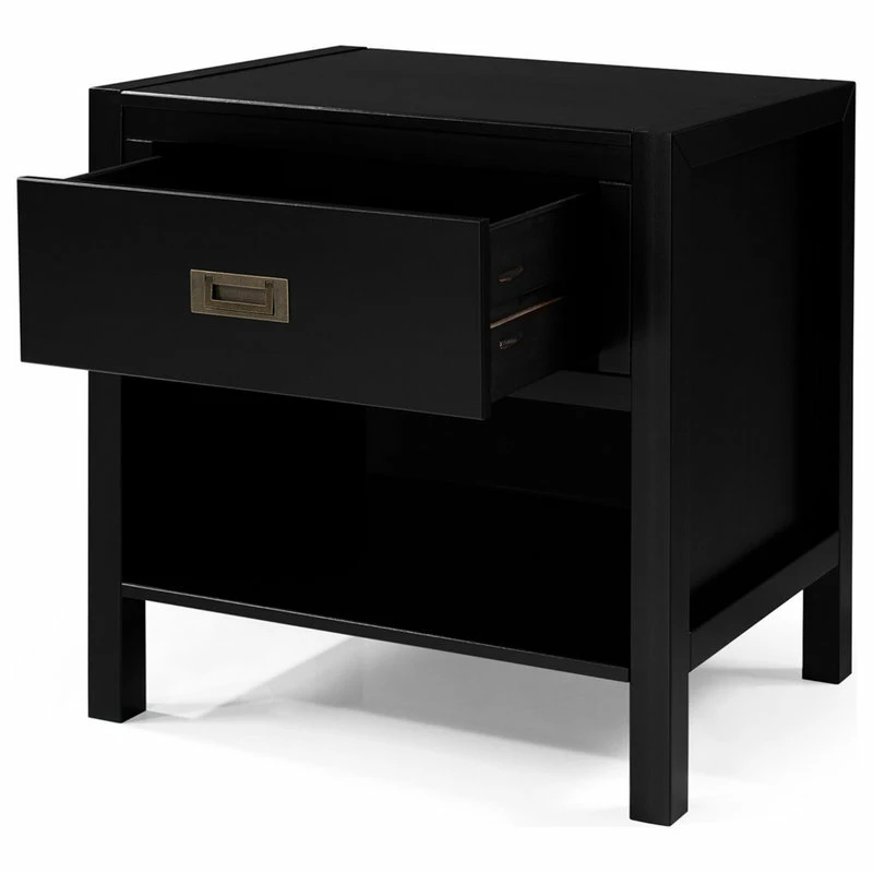 Walker Edison 1-Drawer Classic Solid Wood Nightstand, Black 2 Walker Edison 1-Drawer Classic Solid Wood Nightstand, Black - Image 2