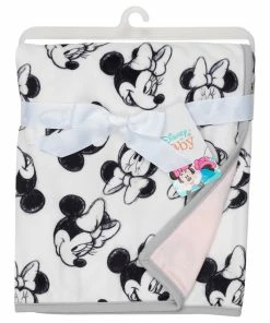 Lambs & Ivy Disney Baby MINNIE MOUSE Baby Blanket - White/Pink Minky/Jersey -Bare Sales Store 3f9100470e263340 2999 w800 h800 b1 p0
