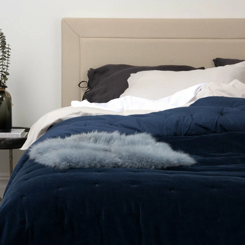 Best Home Fashion Velvet And Cotton Tufted Quilt, Navy, Queen 5 Best Home Fashion Velvet And Cotton Tufted Quilt, Navy, Queen - Image 5