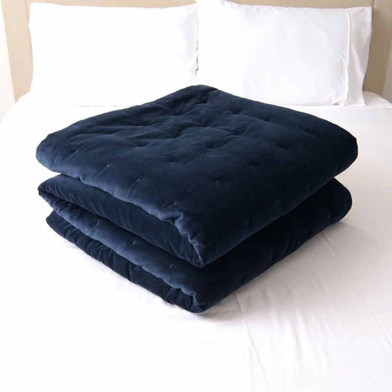 Best Home Fashion Velvet And Cotton Tufted Quilt, Navy, Queen 2 Best Home Fashion Velvet And Cotton Tufted Quilt, Navy, Queen - Image 2