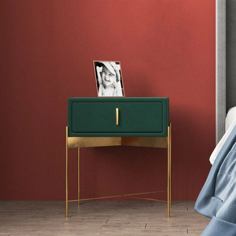 HOMARY Green Bedroom Nightstand With Drawer Velvet Upholstered Bedside Table 2 HOMARY Green Bedroom Nightstand With Drawer Velvet Upholstered Bedside Table - Image 2