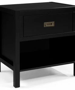 Walker Edison 1-Drawer Classic Solid Wood Nightstand, Black