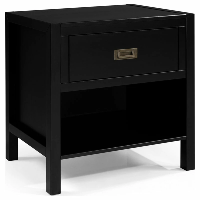Walker Edison 1-Drawer Classic Solid Wood Nightstand, Black 1 Walker Edison 1-Drawer Classic Solid Wood Nightstand, Black