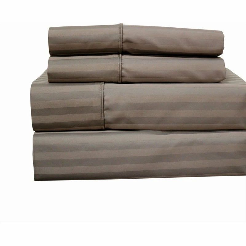 Royal Tradition 650 TC 22" Extra Deep Pocket Stripe Sheet Set, Taupe, King 2 Royal Tradition 650 TC 22" Extra Deep Pocket Stripe Sheet Set, Taupe, King - Image 2