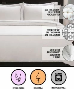 Ella Jayne Satin Stitched 100% Cotton Percale Duvet Set, Full, Queen, Navy -Bare Sales Store 4711dfca0c41f51c 4574 w800 h800 b0 p0