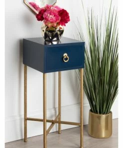 Uniek Decklyn Wood Side Table, 12x12x30, Navy Blue -Bare Sales Store 4771c45e0bdb3cae 4159 w800 h800 b0 p0