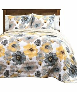 Lush Décor Leah Quilt Yellow/ Gray 3Pc Set King