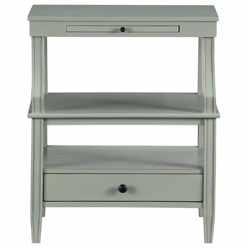 Comfort Pointe Newton Antique White Storage Nightstand, Grey 4 Comfort Pointe Newton Antique White Storage Nightstand, Grey - Image 4