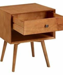 Walker Edison Mid-Century 1 Drawer Solid Wood Nightstand, Caramel -Bare Sales Store 4a71ab140c91128c 2004 w800 h800 b1 p0