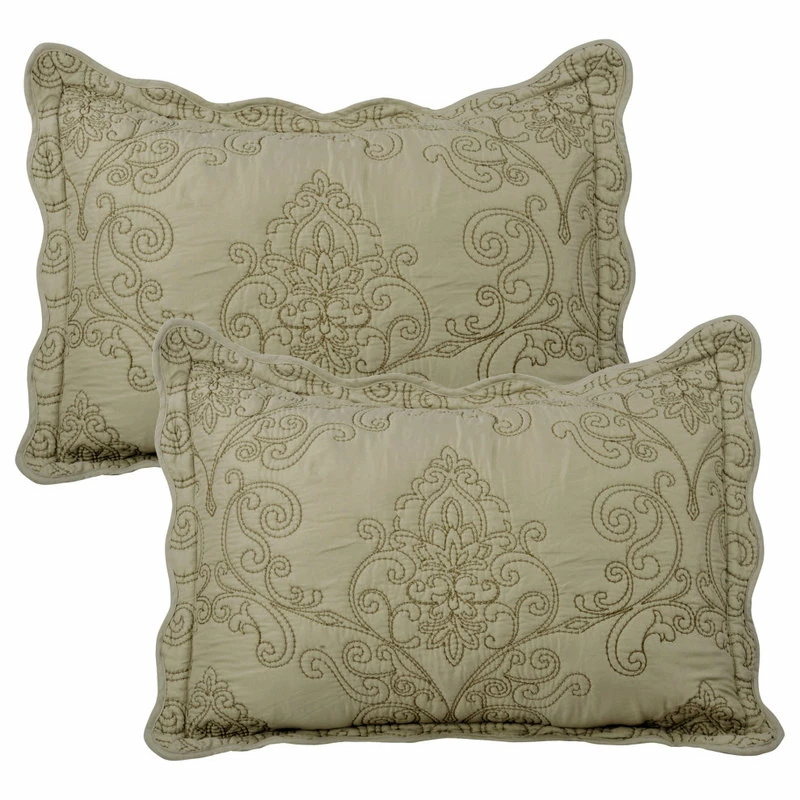 BNF Home Damask Embroidered Quilted 4 Piece Bed Spread Sets, Incense, King 4 BNF Home Damask Embroidered Quilted 4 Piece Bed Spread Sets, Incense, King - Image 4