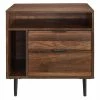 Walker Edison 25" Modern Storage Side Table - Dark Walnut