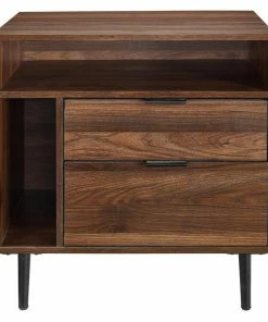 Walker Edison 25" Modern Storage Side Table - Dark Walnut