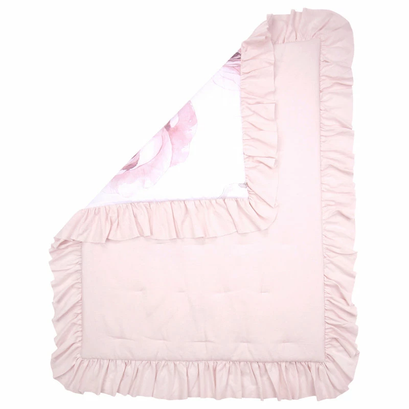 Lambs & Ivy Floral Garden Watercolor & Pink Linen Reversible Crib/Toddler Quilt 2 Lambs & Ivy Floral Garden Watercolor & Pink Linen Reversible Crib/Toddler Quilt - Image 2