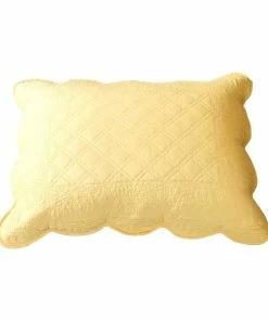 Tache Home Fashion Tache Buttercup Puffs Yellow Matelasse Cotton Quilted Pillow Shams, Queen