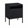 Bowery Hill Open Metal Shelf Nightstand With USB Port In Black