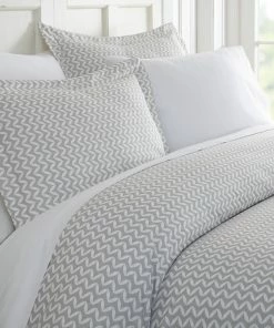 Ienjoy Home Becky Cameron 3 Piece Puffed Chevron Print Duvet Cover Set, Light Gray, Californ -Bare Sales Store 5281892c0a566636 4207 w800 h800 b1 p0