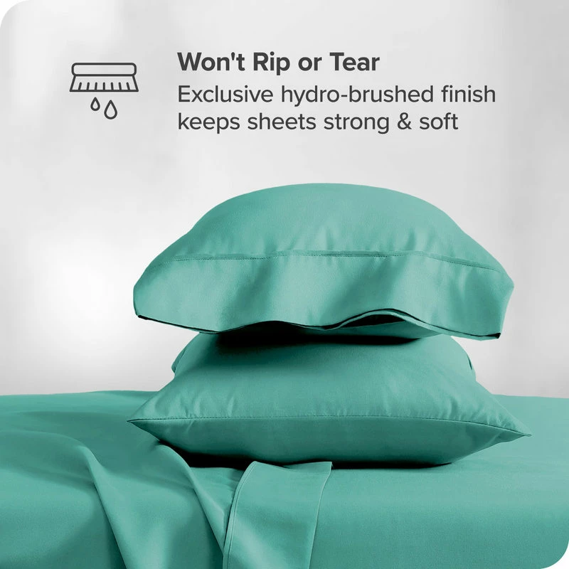 Bare Home Full XL 1800 Microfiber Sheet Set, Turquoise 4 Bare Home Full XL 1800 Microfiber Sheet Set, Turquoise - Image 4