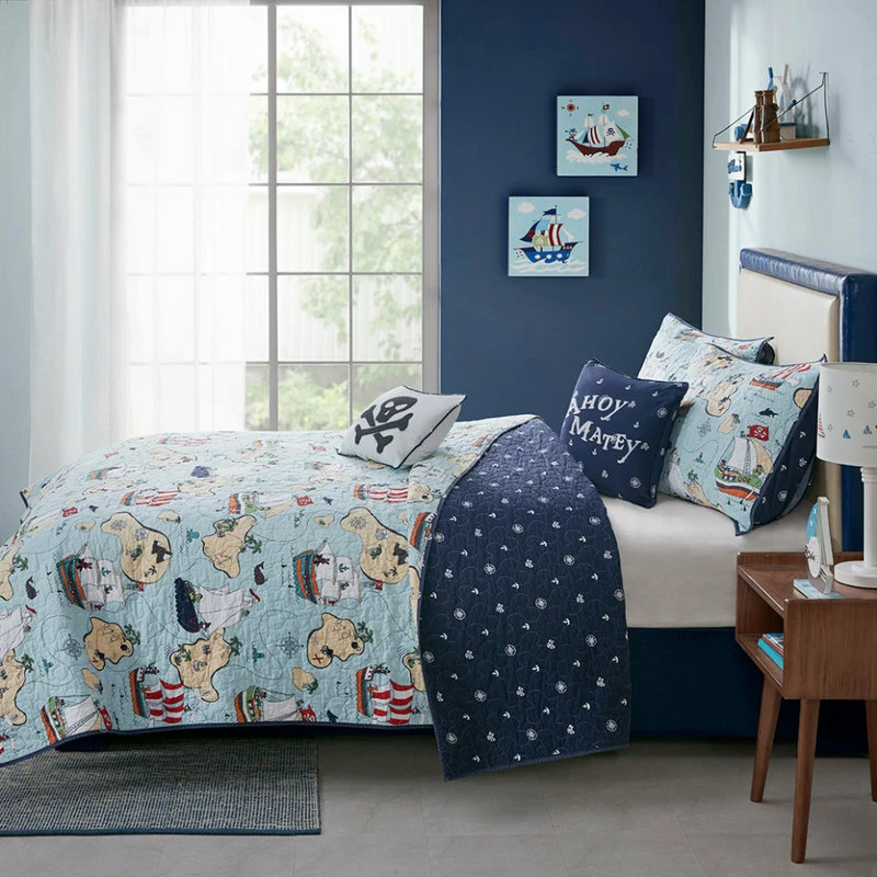 Olliix Kids Pirate Adventure Comforter/Coverlet Set With Dec Pillows, Twin 3 Olliix Kids Pirate Adventure Comforter/Coverlet Set With Dec Pillows, Twin - Image 3