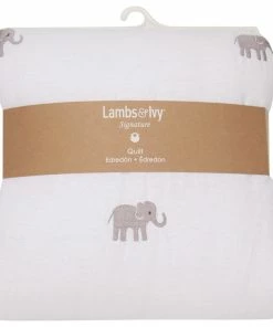 Lambs & Ivy Signature Elephant Creamy White Linen Embroidered Baby Crib Quilt -Bare Sales Store 5aa1e00200d06e6b 5483 w800 h800 b1 p0