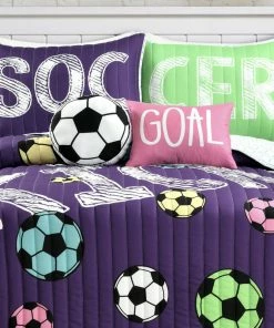 Lush Décor Girls Soccer Kick Quilt Set, Purple, Full/Queen, 5 Piece -Bare Sales Store 5b71f15d0f60cb48 9597 w800 h800 b0 p0