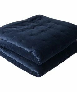 Best Home Fashion Velvet And Cotton Tufted Quilt, Navy, Queen
