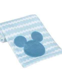 Lambs & Ivy Disney Baby MICKEY MOUSE Blue/White Fleece Appliqued Baby Blanket