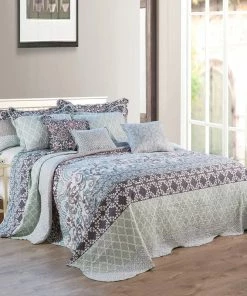 BNF Home Royal Scroll 9-Piece Bedspread Set, Teal, Oversized King, 122"x106"