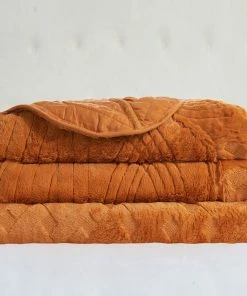 BNF Home Tatami Quilted Faux Fur Bedspread Set, Burnt Orange, King -Bare Sales Store 5e014c20030336e8 5562 w800 h800 b0 p0