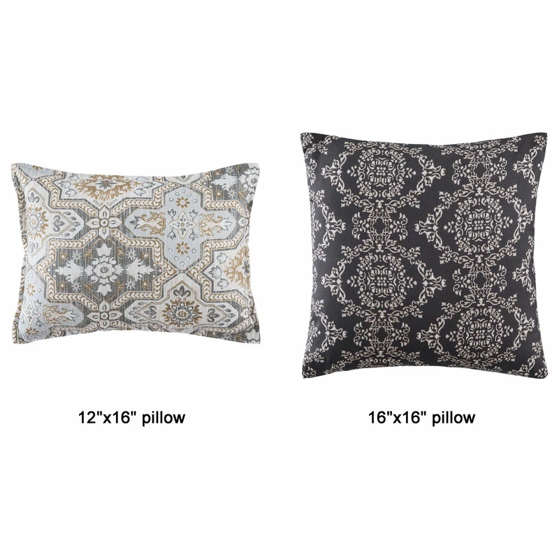 BNF Home Serenta Floral Medalion 9-Piece Bed Spread Set, Gray, King, 122"x106" 9 BNF Home Serenta Floral Medalion 9-Piece Bed Spread Set, Gray, King, 122"x106" - Image 9