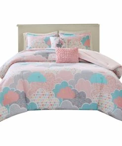 Olliix Kids Cotton Comforter/Duvet Cover/Coverlet Set, Pink, Full/Queen, Coverlet