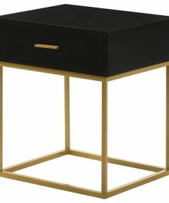 LuXeo USA Catalina 1 Drawer Night Stand, Black