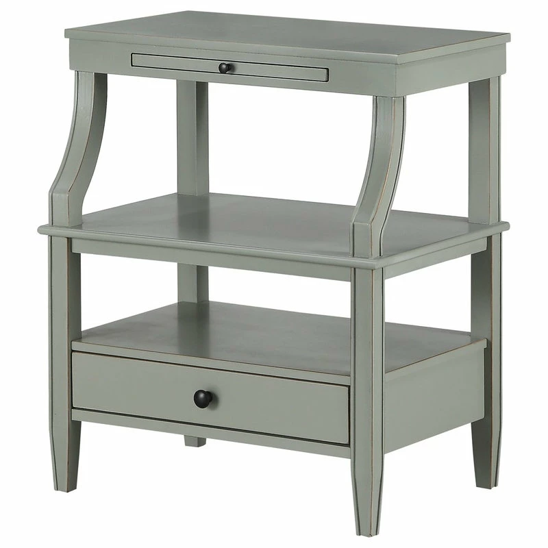 Comfort Pointe Newton Antique White Storage Nightstand, Grey 3 Comfort Pointe Newton Antique White Storage Nightstand, Grey - Image 3