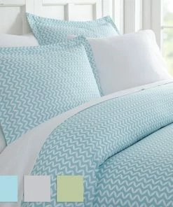 Ienjoy Home Becky Cameron 3 Piece Puffed Chevron Print Duvet Cover Set, Light Gray, Californ -Bare Sales Store 63f189e90a566637 4207 w800 h800 b0 p0