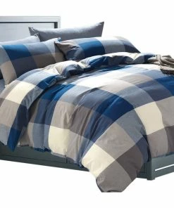 BNF Home Buffalo Washed Cotton 3-Piece Duvet Set, Royal Blue, King