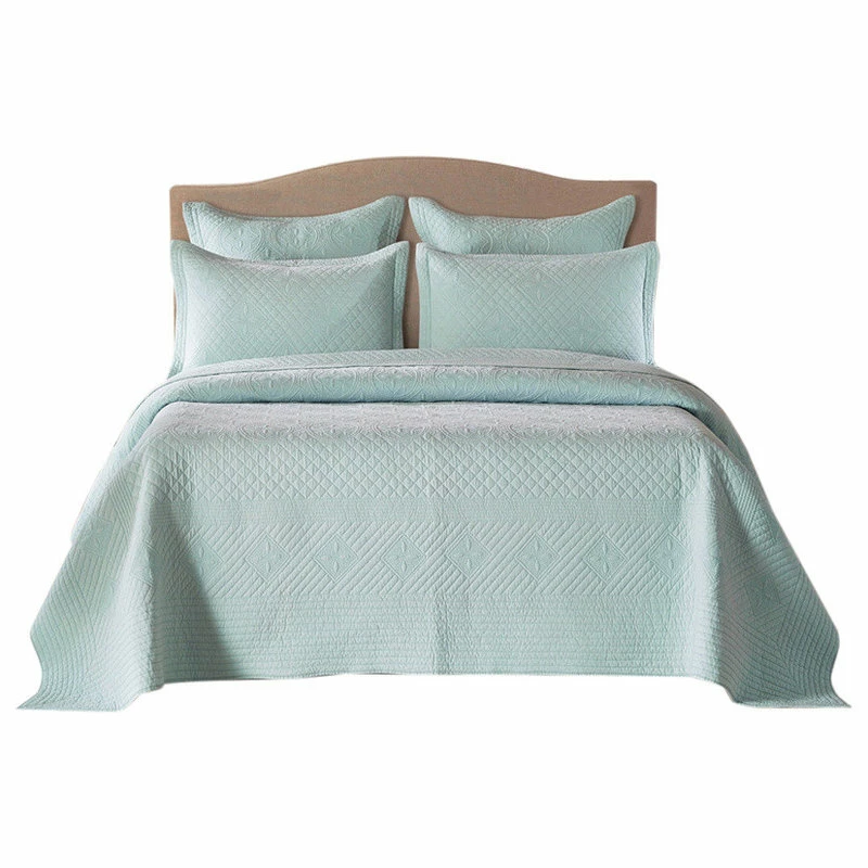 Calla Angel Saint Ivory Luxury Pure Cotton Quilt, Light Aqua, Queen 1 Calla Angel Saint Ivory Luxury Pure Cotton Quilt, Light Aqua, Queen