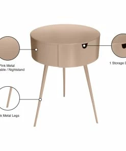 Meridian Furniture Bali Metal Side Table/Nightstand, Pink -Bare Sales Store 6a713d0f0274173b 5579 w800 h800 b1 p0
