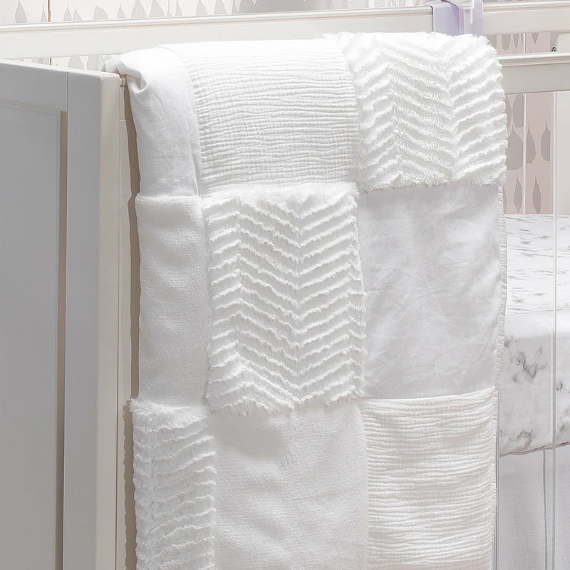 Lambs & Ivy Signature White Luxury Textured Patchwork Crib/Toddler Quilt 3 Lambs & Ivy Signature White Luxury Textured Patchwork Crib/Toddler Quilt - Image 3