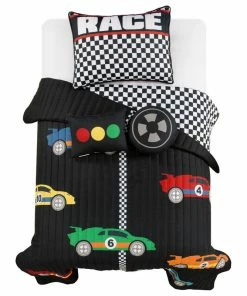 Lush Décor Racing Cars Quilt Black And Multi 4Pc Set Twin