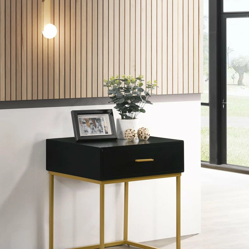 LuXeo USA Catalina 1 Drawer Night Stand, Black 2 LuXeo USA Catalina 1 Drawer Night Stand, Black - Image 2