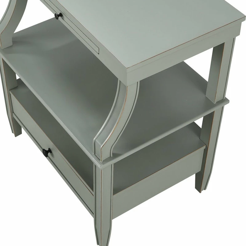 Comfort Pointe Newton Antique White Storage Nightstand, Grey 5 Comfort Pointe Newton Antique White Storage Nightstand, Grey - Image 5