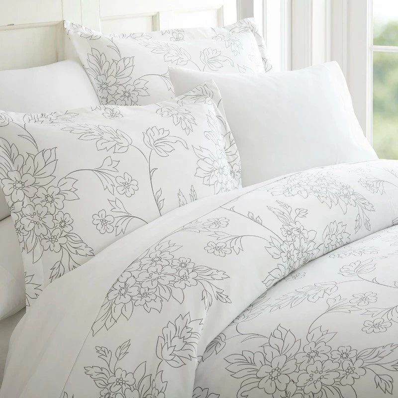Ienjoy Home Home Collection Premium 3 Piece Vine Printed Duvet Cover Set, King, Gray 2 Ienjoy Home Home Collection Premium 3 Piece Vine Printed Duvet Cover Set, King, Gray - Image 2