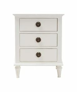 Baxton Studio Venezia French-Inspired Rustic Whitewash Wood 3-Drawer Nightstand