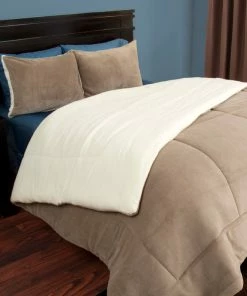Lavish Home Sherpa/Fleece Comforter Set, Taupe, Full/Queen, 3 Piece -Bare Sales Store 7301e0ce068da890 1756 w800 h800 b0 p0
