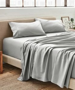 Bare Home Full XL 1800 Microfiber Sheet Set, Light Gray