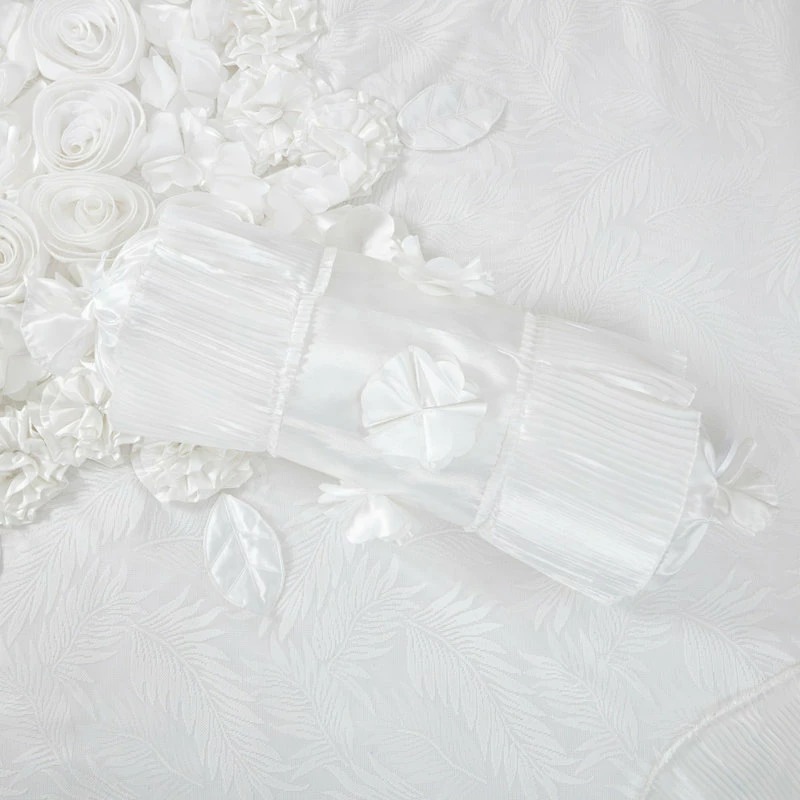 Tache Home Fashion 6-Piece White Sweet Victorian Satin Comforter Bedding Set, Queen 8 Tache Home Fashion 6-Piece White Sweet Victorian Satin Comforter Bedding Set, Queen - Image 8