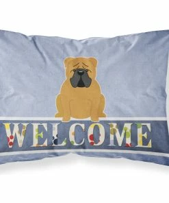 The-store English Bulldog Red Welcome Fabric Standard Pillowcase